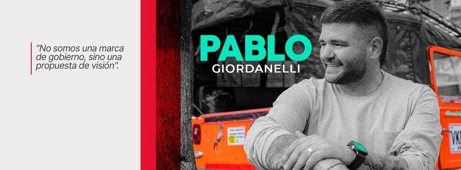 Pablo Giordanelli sonriendo junto a un yipao. «No somos una marca de gobierno, sino una propuesta de visión».